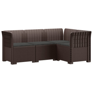 vidaXL 4-Zits Tuin Sofa met Kussens Rattan Look PP Bruin