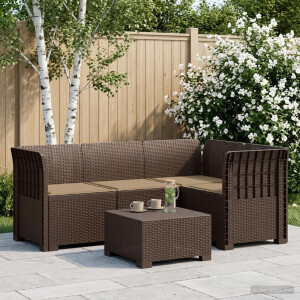 vidaXL 4-Zits Tuin Sofa met Kussens Rattan Look PP Bruin