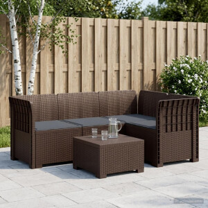 vidaXL 4-Zits Tuin Sofa met Kussens Rattan Look PP Bruin