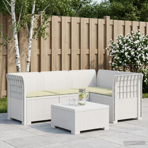 vidaXL 4-Zits Tuin Sofa met Kussens Rattan Look PP Wit