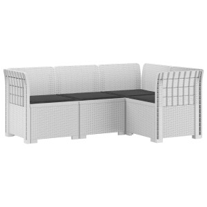 vidaXL 4-Zits Tuin Sofa met Kussens Rattan Look PP Wit