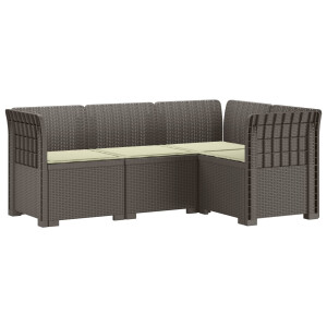 vidaXL 4-Zits Tuin Sofa met Kussens Rattan Look PP Lichtgrijs