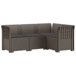vidaXL 4-Zits Tuin Sofa met Kussens Rattan Look PP Lichtgrijs