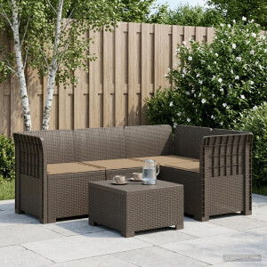 vidaXL 4-Zits Tuin Sofa met Kussens Rattan Look PP Lichtgrijs