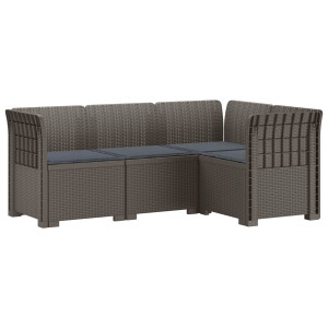 vidaXL 4-Zits Tuin Sofa met Kussens Rattan Look PP Lichtgrijs