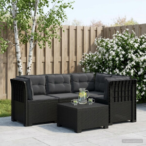 vidaXL 4-Zits Tuin Sofa met Kussens Rattan Look PP Antraciet