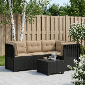 vidaXL 4-Zits Tuin Sofa met Kussens Rattan Look PP Antraciet