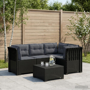 vidaXL 4-Zits Tuin Sofa met Kussens Rattan Look PP Antraciet