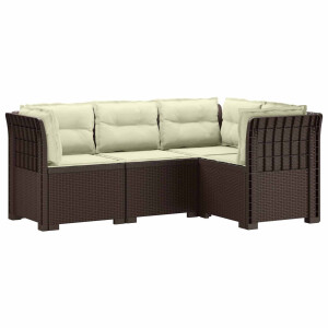 vidaXL 4-Zits Tuin Sofa met Kussens Rattan Look PP Bruin