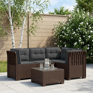 vidaXL 4-Zits Tuin Sofa met Kussens Rattan Look PP Bruin