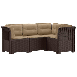 vidaXL 4-Zits Tuin Sofa met Kussens Rattan Look PP Bruin