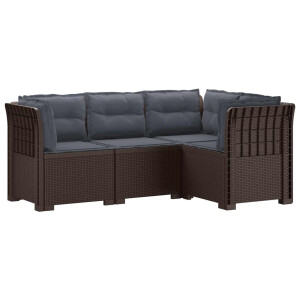 vidaXL 4-Zits Tuin Sofa met Kussens Rattan Look PP Bruin