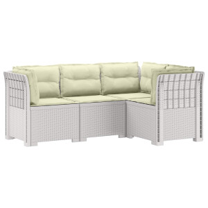 vidaXL 4-Zits Tuin Sofa met Kussens Rattan Look PP Wit