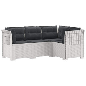 vidaXL 4-Zits Tuin Sofa met Kussens Rattan Look PP Wit