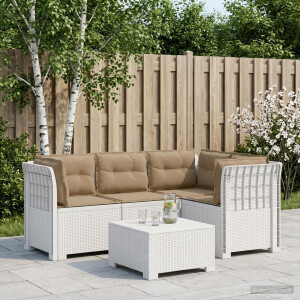 vidaXL 4-Zits Tuin Sofa met Kussens Rattan Look PP Wit