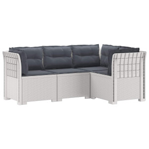 vidaXL 4-Zits Tuin Sofa met Kussens Rattan Look PP Wit