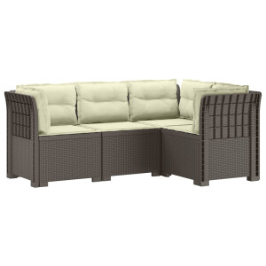 vidaXL 4-Zits Tuin Sofa met Kussens Rattan Look PP Lichtgrijs