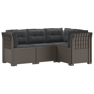 vidaXL 4-Zits Tuin Sofa met Kussens Rattan Look PP Lichtgrijs