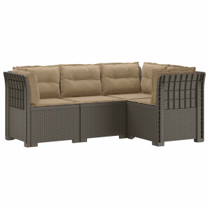 vidaXL 4-Zits Tuin Sofa met Kussens Rattan Look PP Lichtgrijs