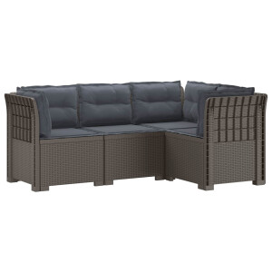 vidaXL 4-Zits Tuin Sofa met Kussens Rattan Look PP Lichtgrijs