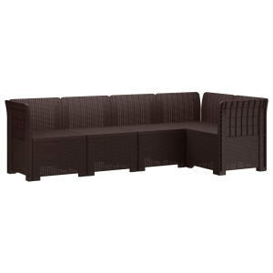 vidaXL 5-Zits Tuin Sofa Rattan Look PP Bruin