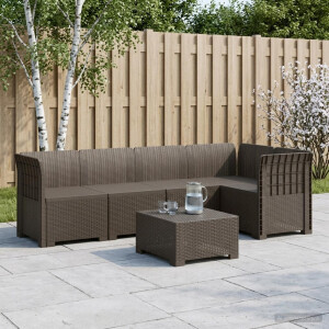 vidaXL 5-Zits Tuin Sofa Rattan Look PP Lichtgrijs