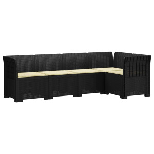 vidaXL 5-Zits Tuin Sofa met Kussens Rattan Look PP Antraciet