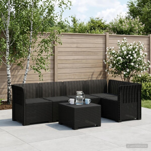 vidaXL 5-Zits Tuin Sofa met Kussens Rattan Look PP Antraciet