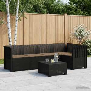 vidaXL 5-Zits Tuin Sofa met Kussens Rattan Look PP Antraciet