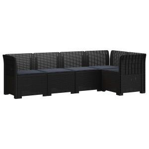 vidaXL 5-Zits Tuin Sofa met Kussens Rattan Look PP Antraciet