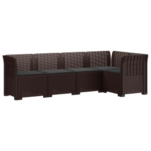 vidaXL 5-Zits Tuin Sofa met Kussens Rattan Look PP Bruin