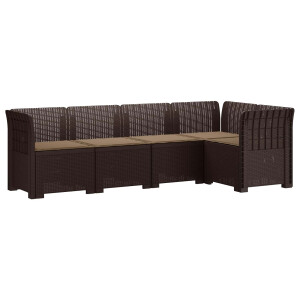 vidaXL 5-Zits Tuin Sofa met Kussens Rattan Look PP Bruin