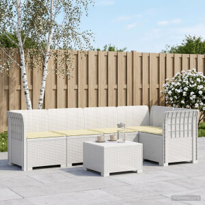 vidaXL 5-Zits Tuin Sofa met Kussens Rattan Look PP Wit