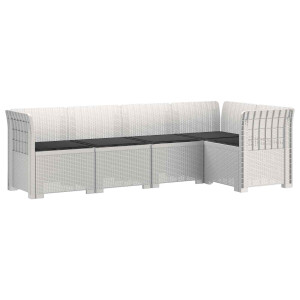 vidaXL 5-Zits Tuin Sofa met Kussens Rattan Look PP Wit