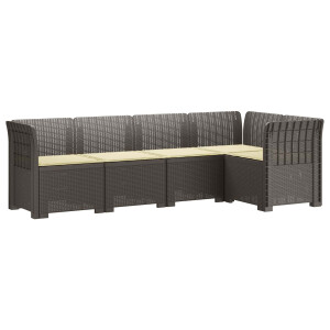 vidaXL 5-Zits Tuin Sofa met Kussens Rattan Look PP Lichtgrijs