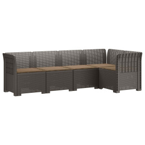 vidaXL 5-Zits Tuin Sofa met Kussens Rattan Look PP Lichtgrijs