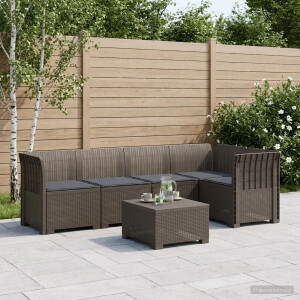 vidaXL 5-Zits Tuin Sofa met Kussens Rattan Look PP Lichtgrijs