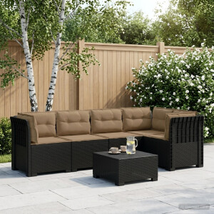 vidaXL 5-Zits Tuin Sofa met Kussens Rattan Look PP Antraciet
