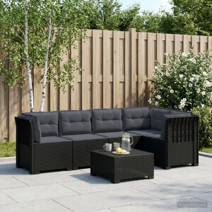 vidaXL 5-Zits Tuin Sofa met Kussens Rattan Look PP Antraciet