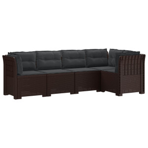 vidaXL 5-Zits Tuin Sofa met Kussens Rattan Look PP Bruin
