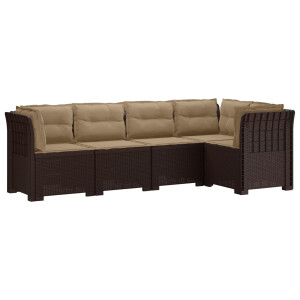 vidaXL 5-Zits Tuin Sofa met Kussens Rattan Look PP Bruin