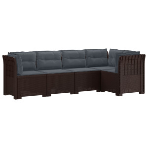 vidaXL 5-Zits Tuin Sofa met Kussens Rattan Look PP Bruin