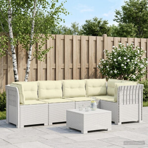 vidaXL 5-Zits Tuin Sofa met Kussens Rattan Look PP Wit