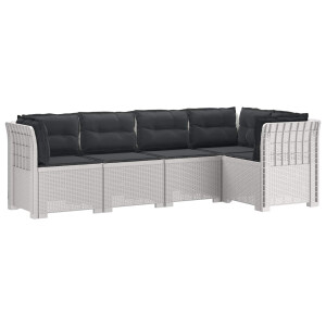 vidaXL 5-Zits Tuin Sofa met Kussens Rattan Look PP Wit