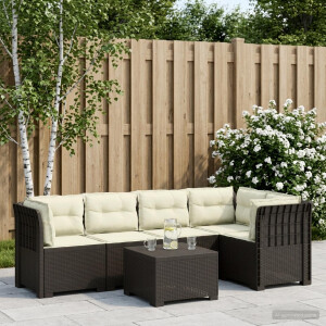 vidaXL 5-Zits Tuin Sofa met Kussens Rattan Look PP Lichtgrijs