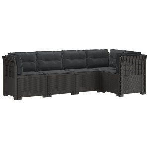 vidaXL 5-Zits Tuin Sofa met Kussens Rattan Look PP Lichtgrijs