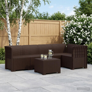 vidaXL 5-Zits Tuin Sofa Rattan Look PP Bruin