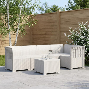 vidaXL 5-Zits Tuin Sofa Rattan Look PP Wit