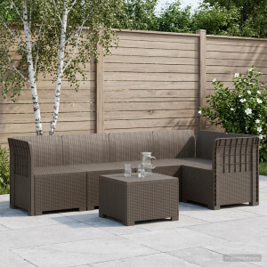 vidaXL 5-Zits Tuin Sofa Rattan Look PP Lichtgrijs