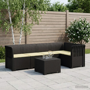 vidaXL 5-Zits Tuin Sofa met Kussens Rattan Look PP Antraciet